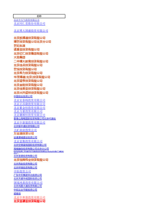 北京投资公司