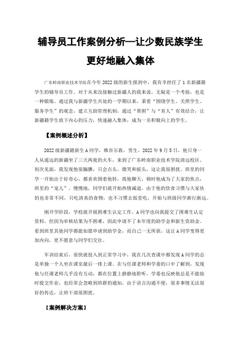 辅导员工作案例分析—让少数民族学生更好地融入集体