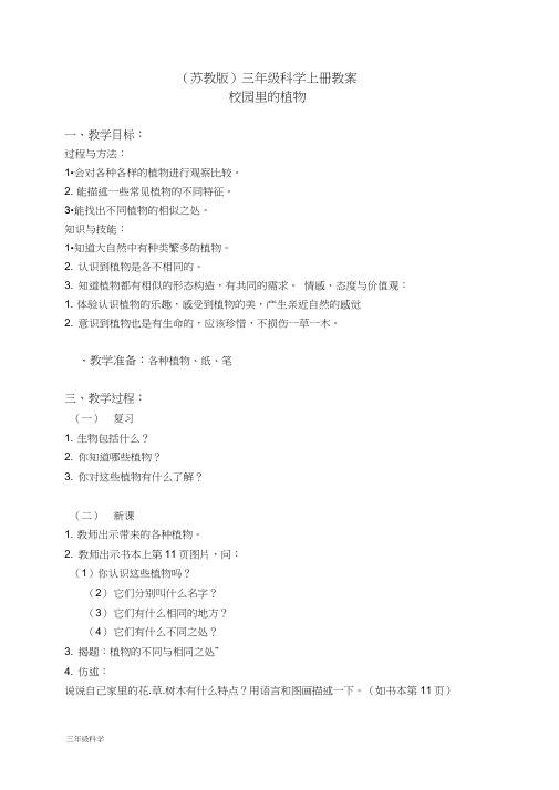 苏教小学科学三上《04校园里的植物》word教案(2)