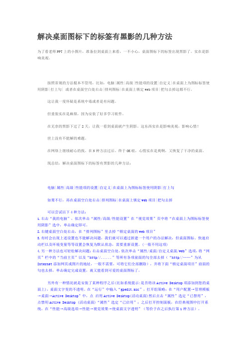 解决桌面图标下的标签有黑影的几种方法