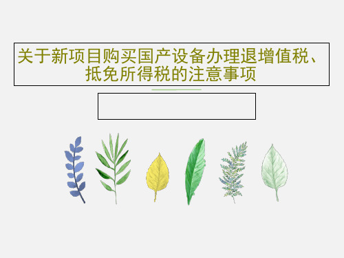 关于新项目购买国产设备办理退增值税、抵免所得税的注意事项20页PPT