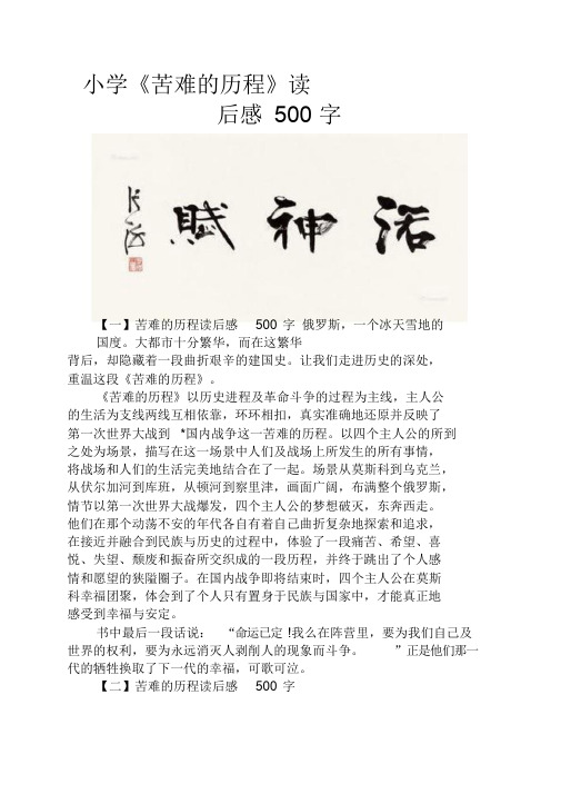 小学《苦难的历程》读后感500字