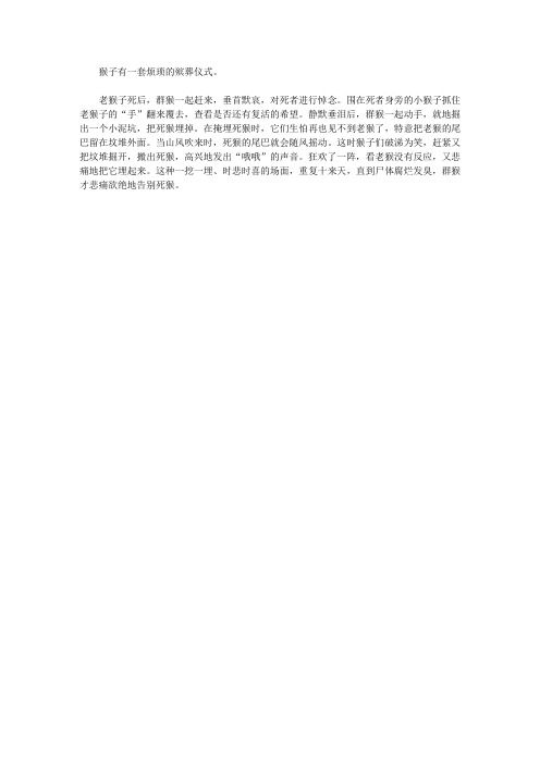(青少年心灵成长直通车)启迪孩子智慧的动物故事_猴子的丧事