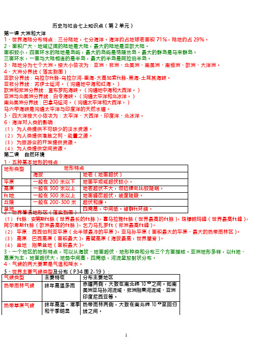 历史与社会七上第二单元知识点(可编辑修改word版)