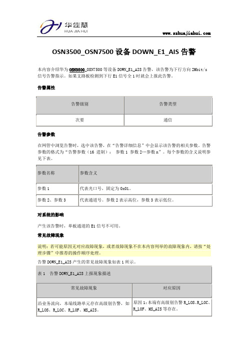 OSN3500_OSN7500设备DOWN_E1_AIS告警