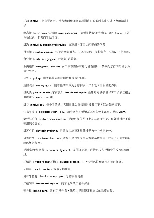 牙周病学名词解释