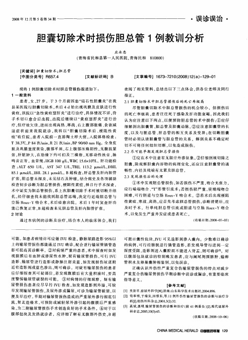胆囊切除术时损伤胆总管1例教训分析