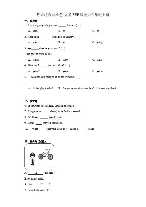 2023-2024学年人教PEP版英语六年级上册期末试题(含答案)