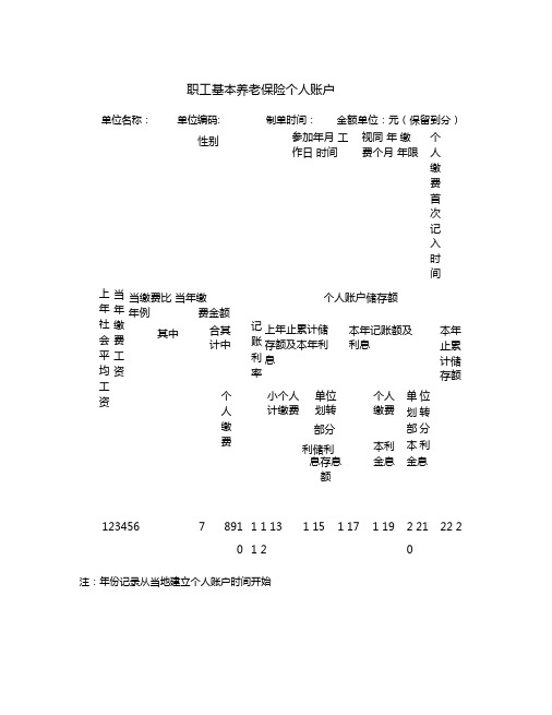 职工基本养老保险个人账户信息表