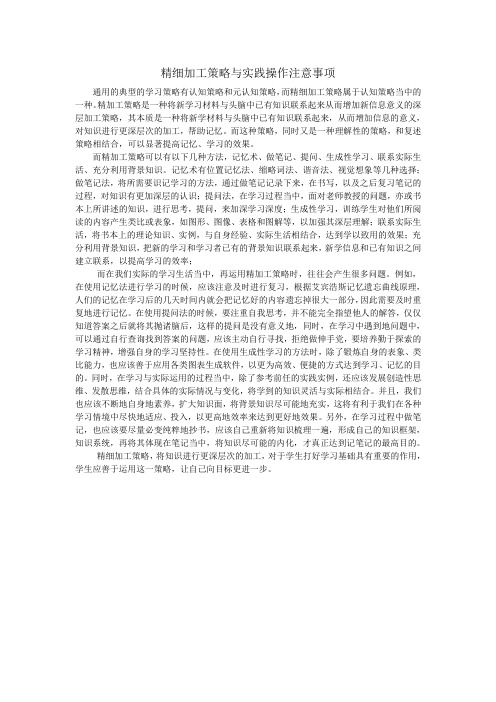 精细加工策略与实践操作注意事项