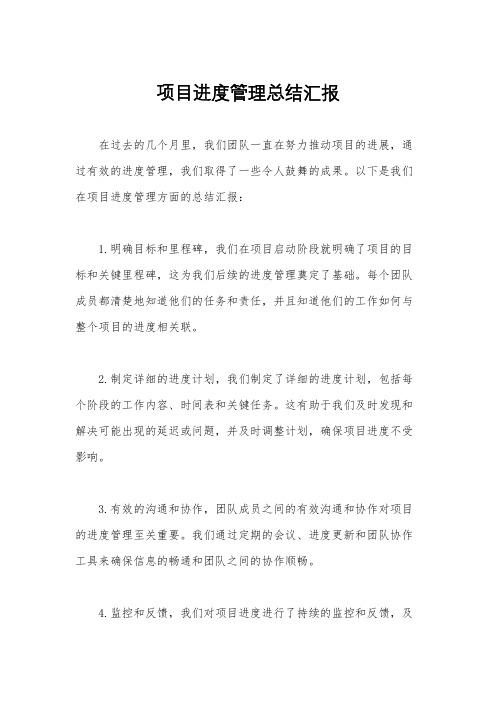 项目进度管理总结汇报