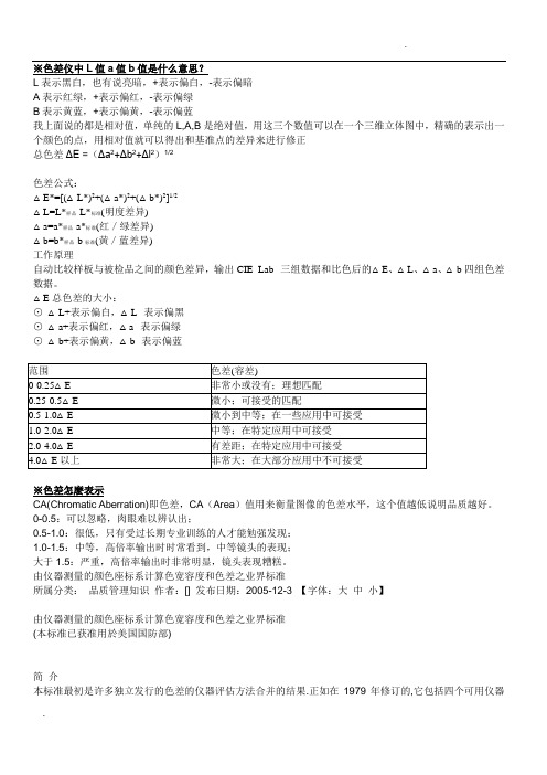 色差仪中L值a值b值