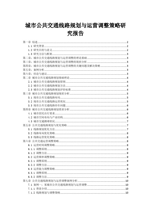 城市公共交通线路规划与运营调整策略研究报告