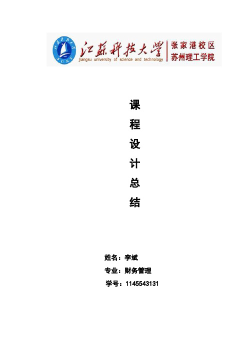 MIS(管理信息系统)课程设计个人总结