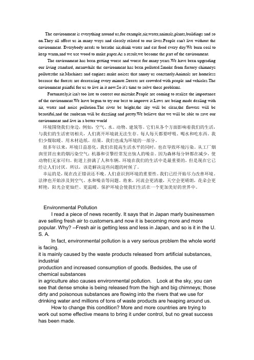 环境问题environmental problems英语作文