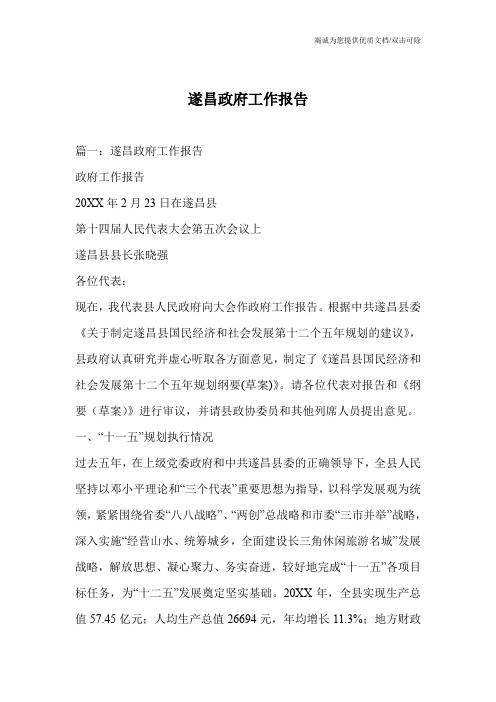 遂昌政府工作报告