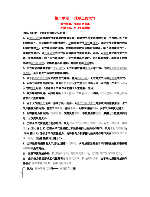 高中地理第二单元地球上的大气[基础知识] 人教版必修1