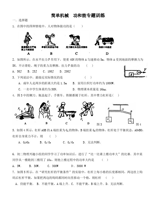 中考物理简单机械功和能专题训练.doc