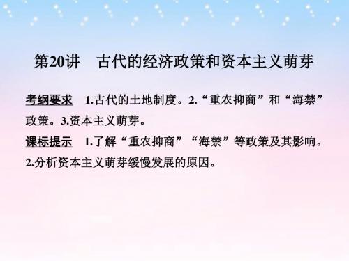 (全国通用)高考历史一轮复习第20讲古代的经济政策和资本主义萌芽课件新人教