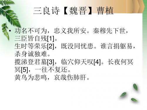 魏晋诗词赏析之三良诗【魏晋】曹植