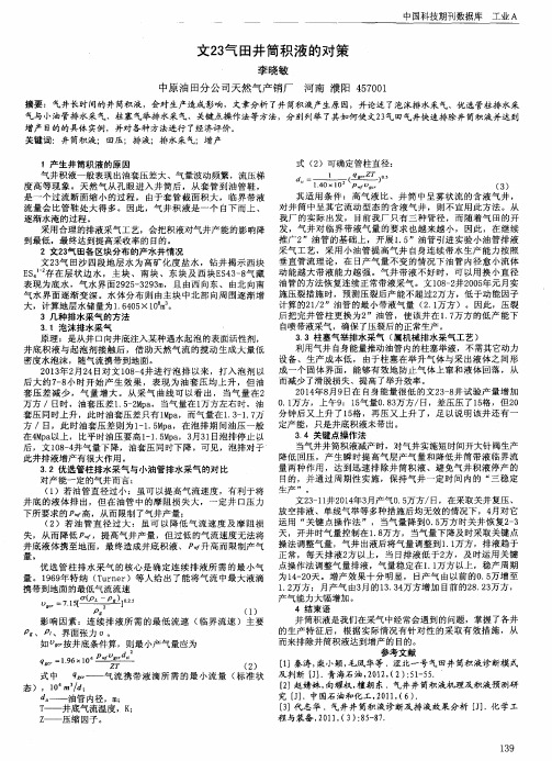 文23气田井筒积液的对策