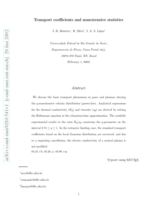 Transport coefficients and nonextensive statistics