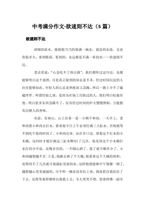 中考满分作文-欲速则不达(5篇)