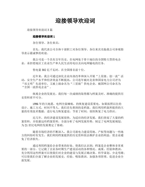 迎接领导欢迎词