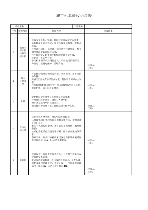 施工机具进场验收表