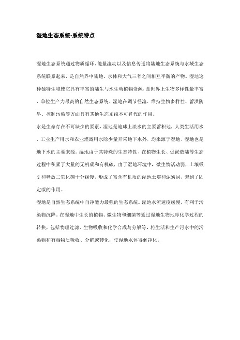 湿地生态系统-系统特点