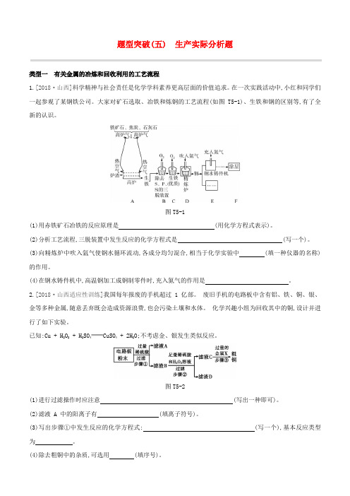 (山西专版)2020中考化学复习方案 题型突破(05)生产实际分析题试题