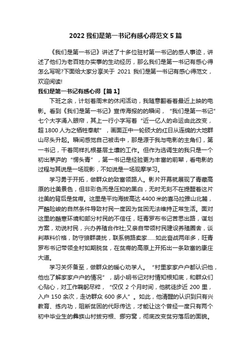 2022我们是第一书记有感心得范文5篇