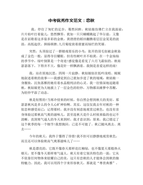 中考优秀作文范文：恋秋