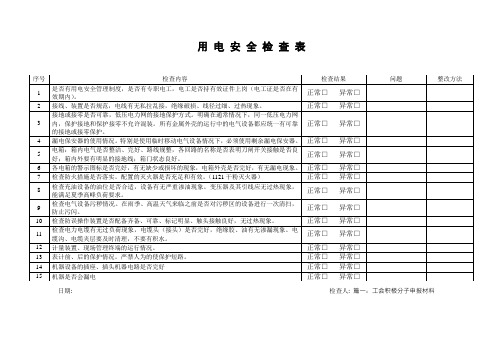 企业用电安全检查表讲课讲稿