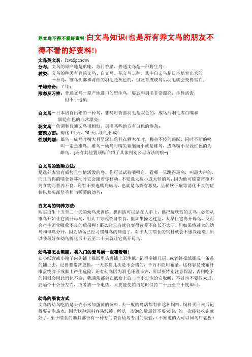 养文鸟不得不看好资料