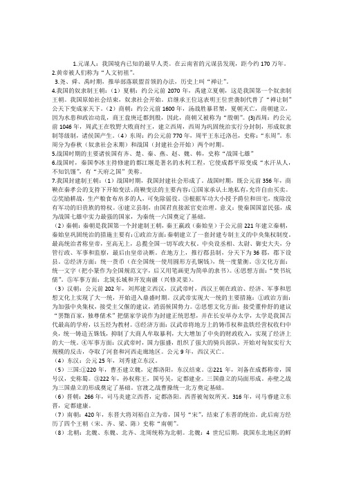 2015历史中考热点重点知识资料大全