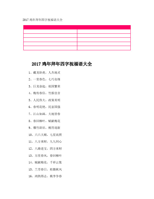 鸡年拜年四字祝福语