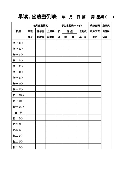 早读、坐班签到表