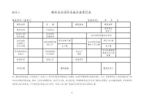 建筑自动消防设施自查登记表