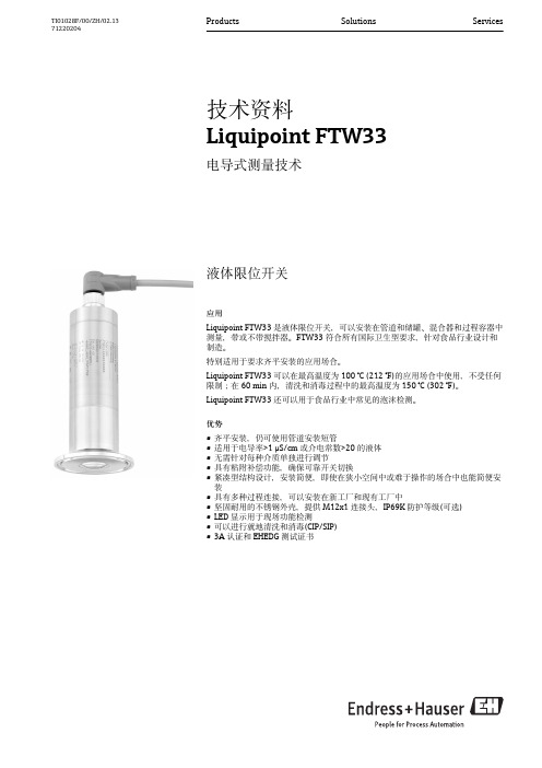 E+H Liquipoint FTW33 电导式液位开关技术资料