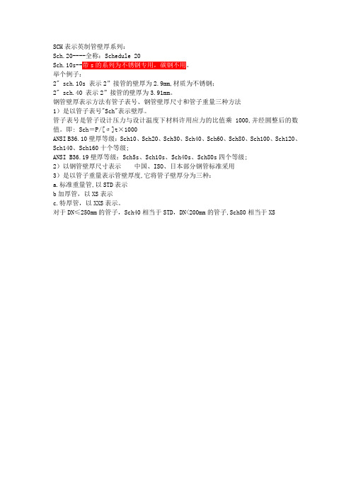 SCH(英制管壁厚系列)