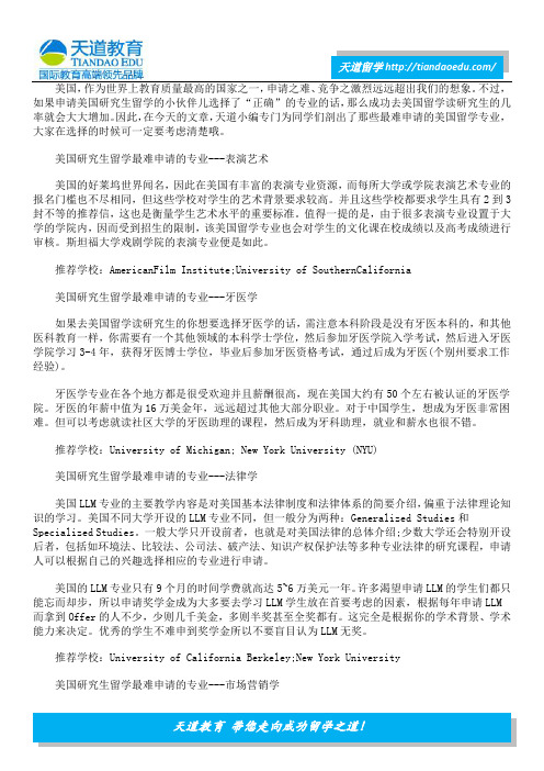 美国研究生留学最难申请专业 新鲜出炉!