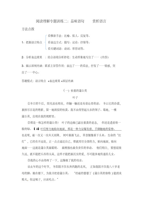 阅读理解专题训练二(含答案)