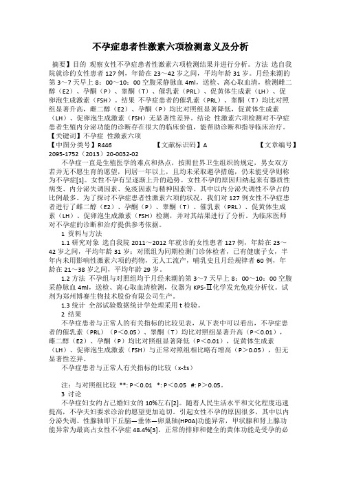 不孕症患者性激素六项检测意义及分析