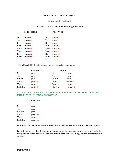 French Classes lesson 3