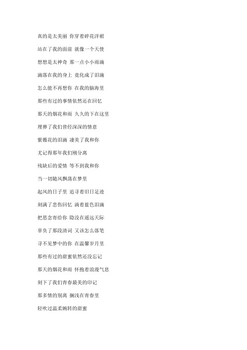 烟花雨文本歌词