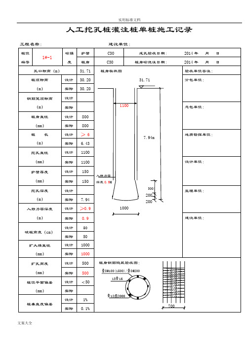 人工挖孔灌注桩一桩一表