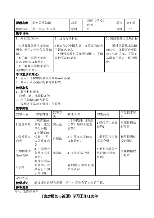 《菜品》单元1 一4教案