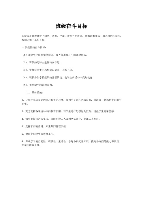 班级奋斗目标