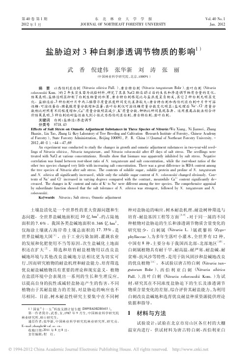 盐胁迫对3种白刺渗透调节物质的影响